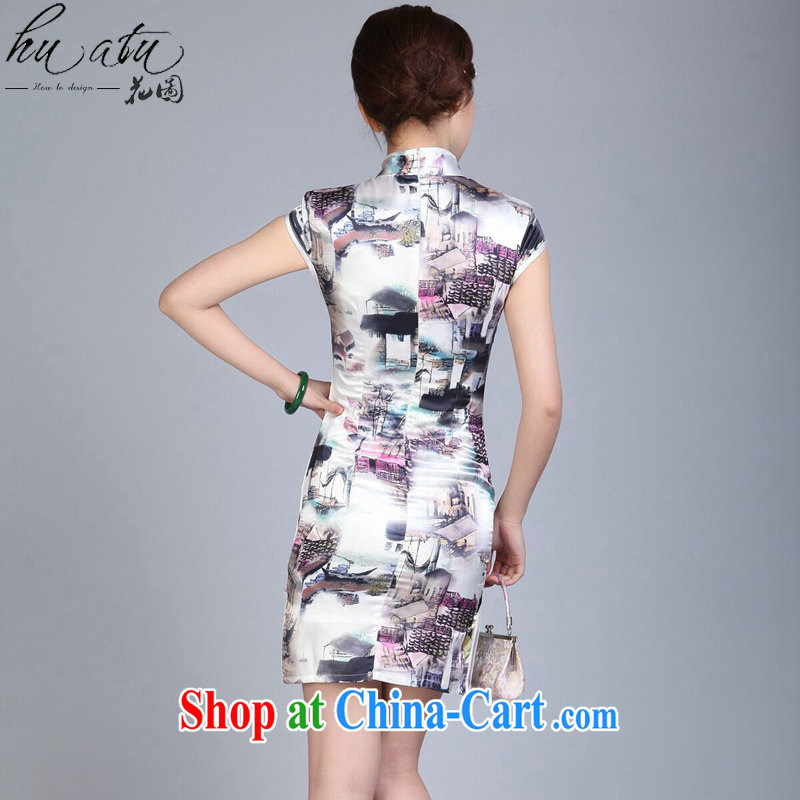 Take the Chinese cheongsam dress summer stylish Chinese, for Brocade short-sleeved clothes ceremonial cheongsam stylish improved cheongsam as color 2XL, spend figure, and, shopping on the Internet