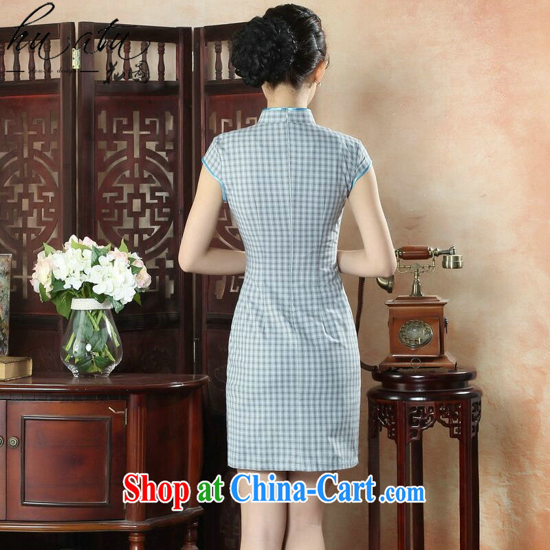 spend the summer new cheongsam Tang Women's clothes Chinese improved retro cotton the cheongsam dress style of Korea tartan dresses such as the color 2 XL, figure, and shopping on the Internet