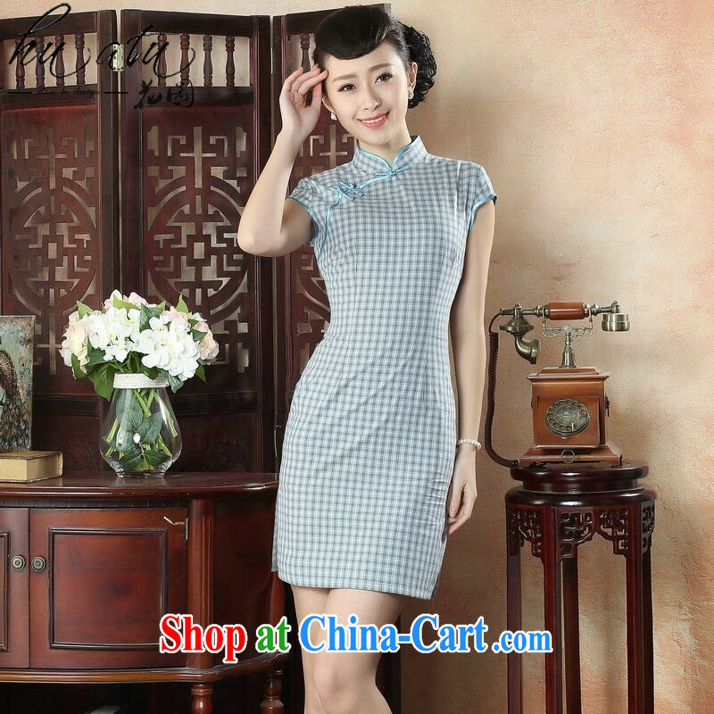 spend the summer new cheongsam Tang Women's clothes Chinese improved retro cotton the cheongsam dress style of Korea tartan dresses such as the color 2 XL, figure, and shopping on the Internet