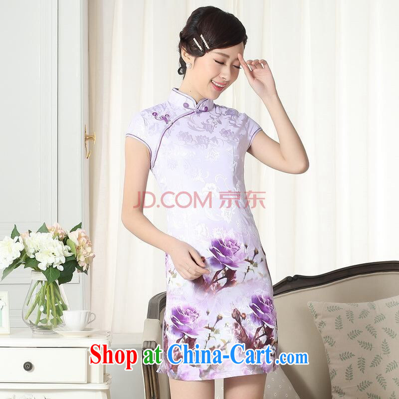 Cotton Joseph jacquard cotton daily Chinese qipao cultivating short cheongsam picture color XXL