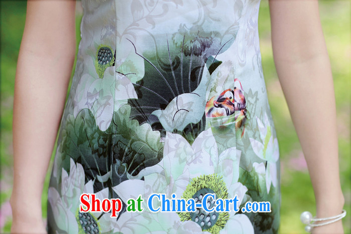 Xin, Ms Elsie Leung, Jacob Hyatt 2015 female new Ethnic Wind Tang with short-sleeved Chinese stamp ink retro beauty charm graphics thin package and cheongsam dress Green lotus XL pictures, price, brand platters! Elections are good character, the national distribution, so why buy now enjoy more preferential! Health