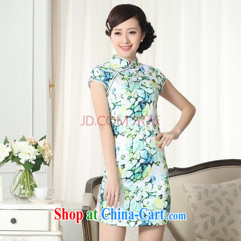 Cotton Joseph jacquard cotton daily Chinese qipao cultivating short cheongsam picture color XXL, Joseph cotton, shopping on the Internet