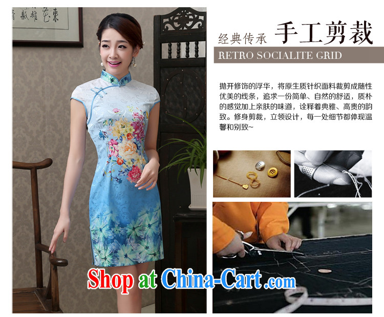 Martin Taylor 2015 light blue stamp daily short dresses summer improved stylish beauty cheongsam dress idyllic small fresh female light blue XXL pictures, price, brand platters! Elections are good character, the national distribution, so why buy now enjoy more preferential! Health