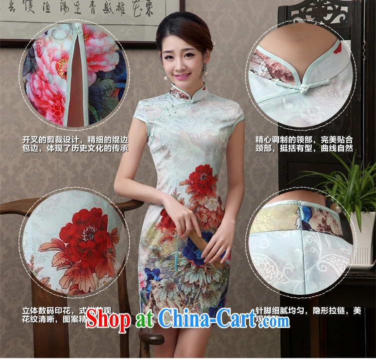 2015 new stamp duty cotton, dresses, short summer retro improved beauty package and cheongsam dress everyday teenage blue XXL pictures, price, brand platters! Elections are good character, the national distribution, so why buy now enjoy more preferential! Health