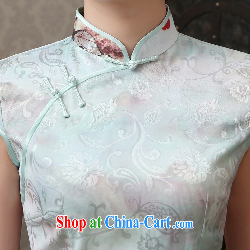 2015 new stamp duty cotton, dresses, short summer retro improved beauty package and cheongsam dress everyday teenage blue XXL, Taylor Martin (TAILEMARTIN), online shopping