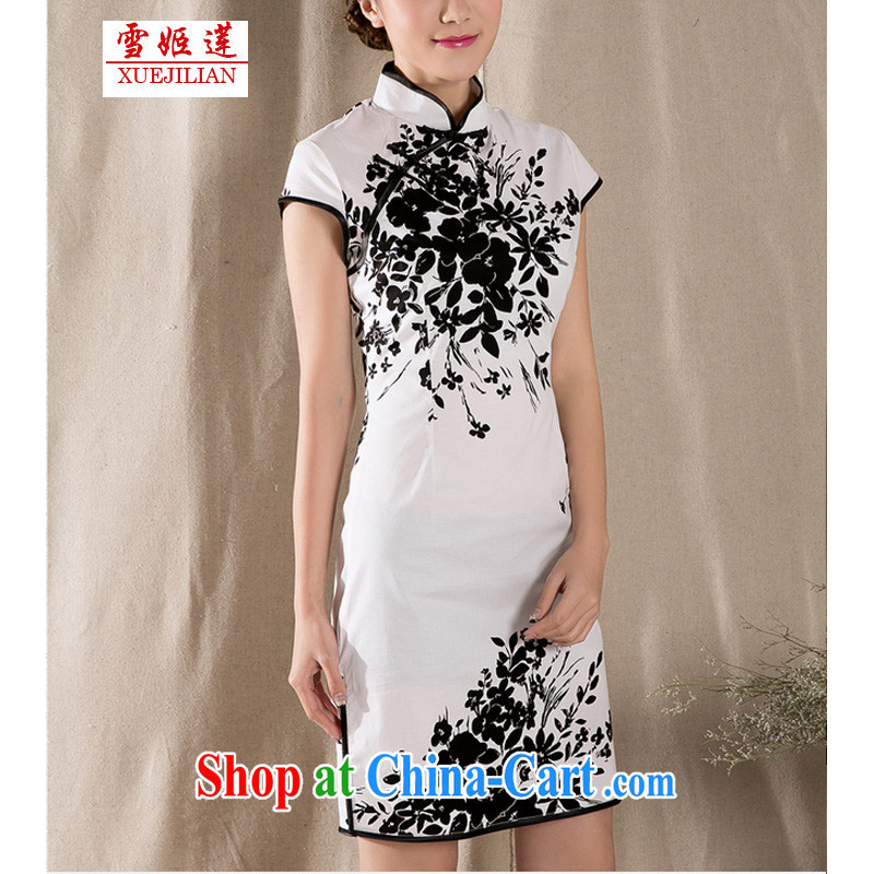 Hsueh-Chi Lin Nunnery 2015 summer new stylish and refined antique cheongsam dress China wind stamp dress #1225 white XL, Hsueh-chi Lin (XUEJILIAN), online shopping