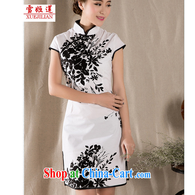 Hsueh-Chi Lin Nunnery 2015 summer new stylish and refined antique cheongsam dress China wind stamp dress #1225 white XL, Hsueh-chi Lin (XUEJILIAN), online shopping