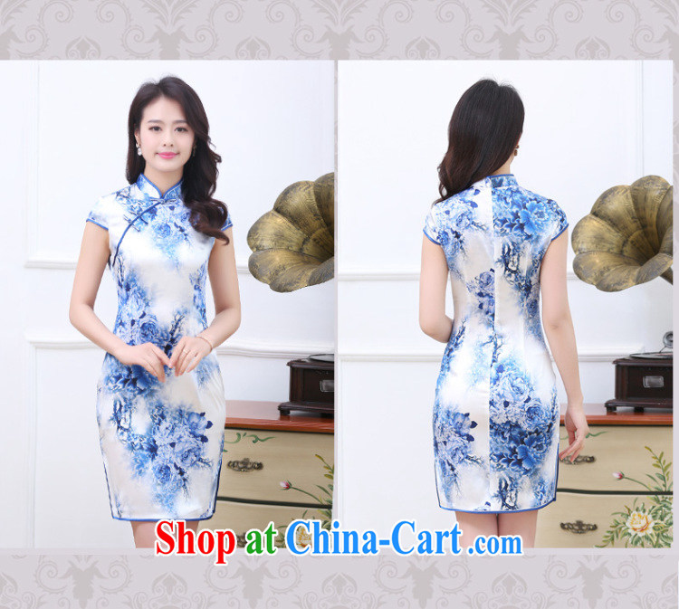 2015 spring and summer new, high quality heavy Silk Cheongsam sauna silk retro double-long high on the truck cheongsam dress 1535 blue and white porcelain XXL pictures, price, brand platters! Elections are good character, the national distribution, so why buy now enjoy more preferential! Health