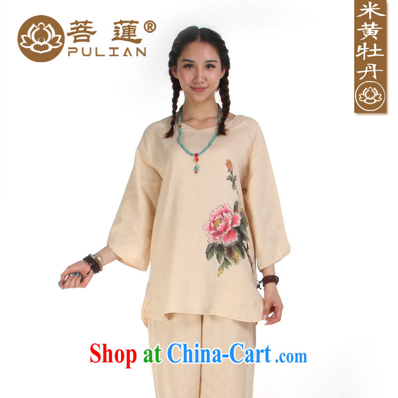 Restrictive Lin plain linen V for manual painting Female Chinese wind meditation Nepal yoga clothing/Tai Chi meditation pad service card its color XS, pursued Lin, shopping on the Internet