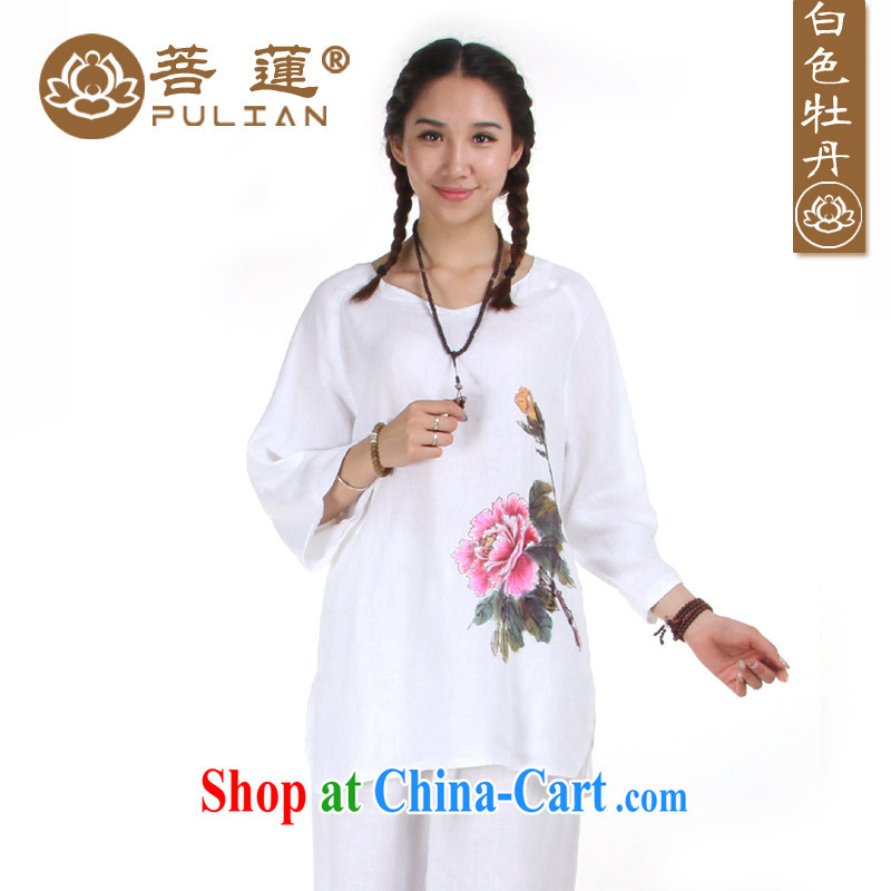 Restrictive Lin plain linen V for manual painting Female Chinese wind meditation Nepal yoga clothing/Tai Chi meditation pad service card its color XS, pursued Lin, shopping on the Internet