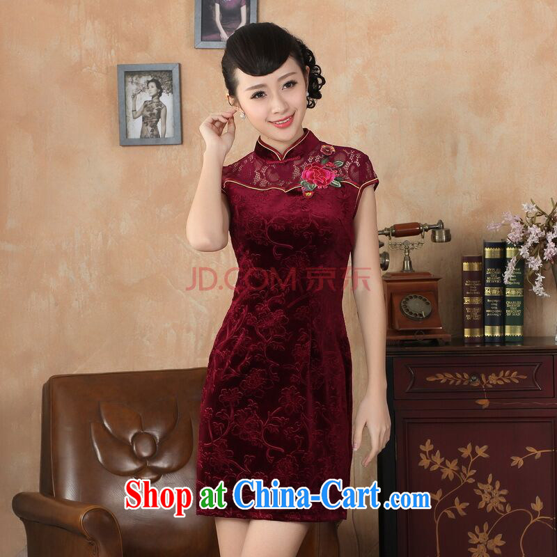 The broadband summer new female lace cheongsam dress improved daily thin embroidered cheongsam picture color 2 XL, the bandwidth, and shopping on the Internet