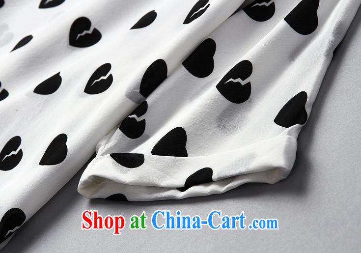 Health concerns women * 2015 European site spring and summer female new love stamp bat sleeves bow-tie the shoulder silk shirt m White XL pictures, price, brand platters! Elections are good character, the national distribution, so why buy now enjoy more preferential! Health