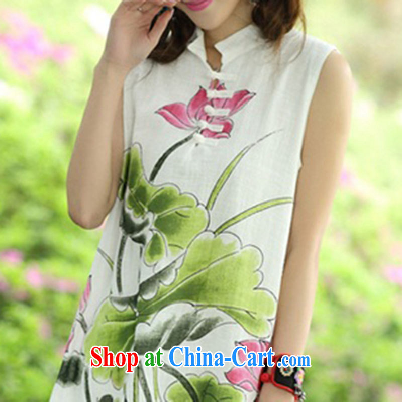 The acajou (2015 summer new, in accordance with Dora Ethnic Wind women's clothing dresses hand-painted linen, for improved cheongsam Kit 8123 Lotus kit, core, and shopping on the Internet
