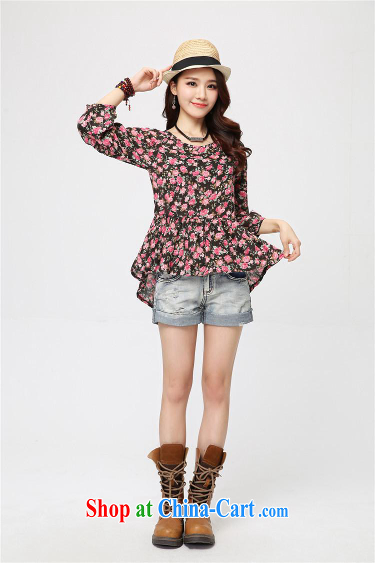 Black butterfly 2015 spring and summer new female Korean version with round collar shirt T 100 hem, with irregular small floral cotton the small shirt 3D 06 green ground saffron XXL pictures, price, brand platters! Elections are good character, the national distribution, so why buy now enjoy more preferential! Health