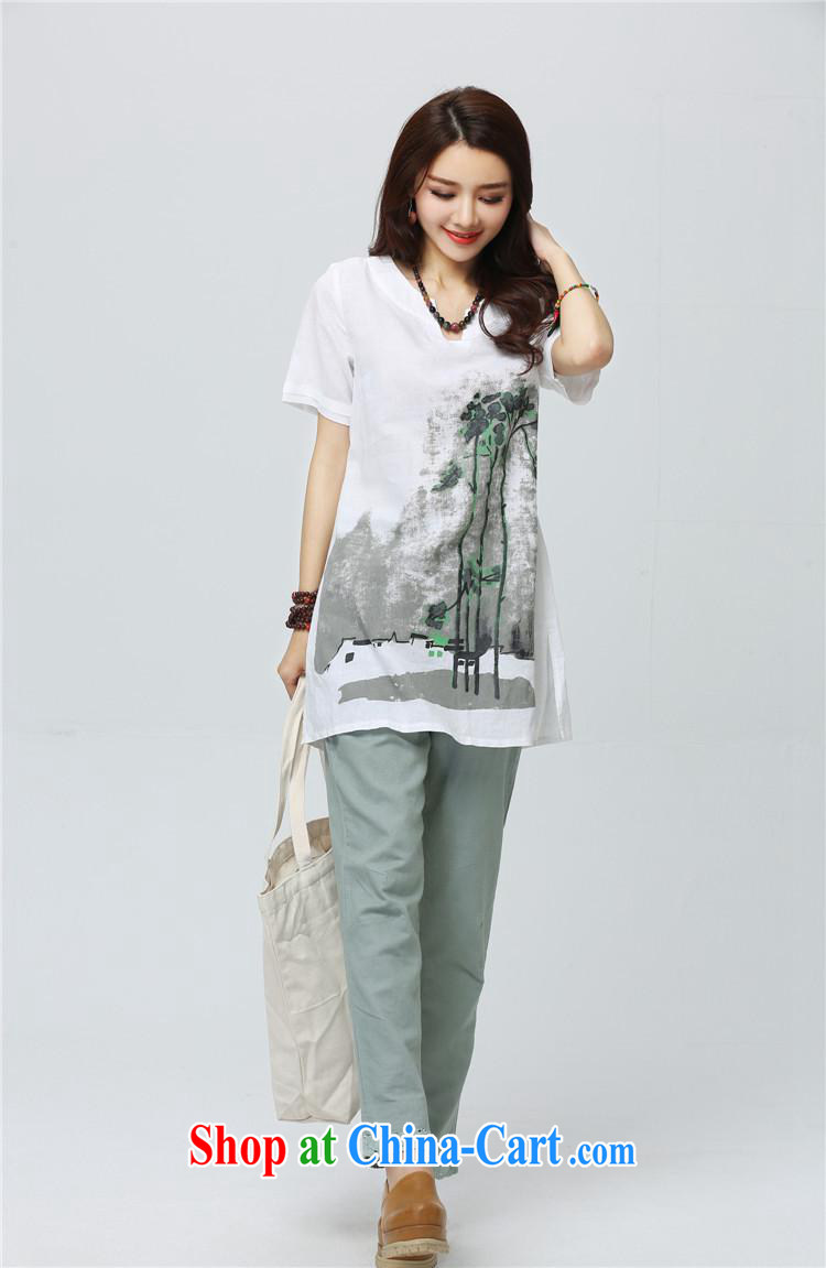 Black butterfly 2015 new summer larger female literary stamp T-shirt, long V short-sleeved plain linen T shirt 3D 15 white XXL pictures, price, brand platters! Elections are good character, the national distribution, so why buy now enjoy more preferential! Health