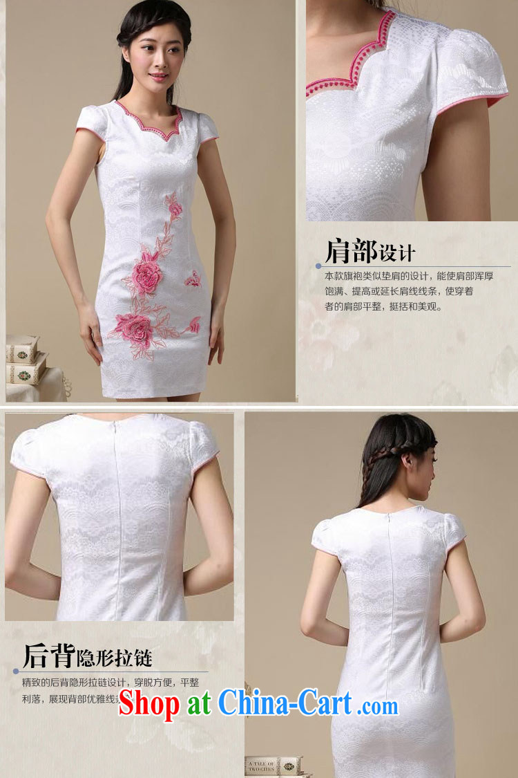 XUAN FENG 2015 summer new Korean Beauty does not rule round-neck collar embroidered short sleeve retro style dress cheongsam dress white saffron XXL pictures, price, brand platters! Elections are good character, the national distribution, so why buy now enjoy more preferential! Health