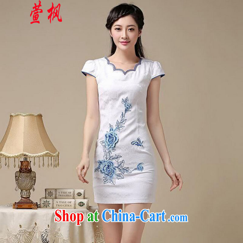 XUAN FENG 2015 summer new Korean Beauty does not rule the collar embroidered short sleeve retro fashion ladies' dresses dresses white XXL safflower, Xuan Feng (xuanfeng), online shopping
