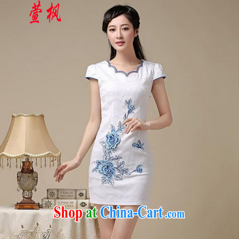 XUAN FENG 2015 summer new Korean Beauty does not rule the collar embroidered short sleeve retro fashion ladies' dresses dresses white XXL safflower, Xuan Feng (xuanfeng), online shopping