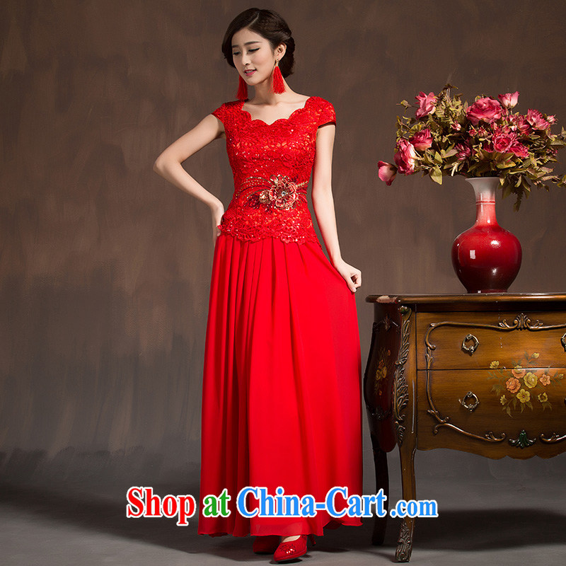 Serving toast spring bridal Winter Fashion 2015 New Red wedding dresses skirt dress short improved Chinese long red XL code