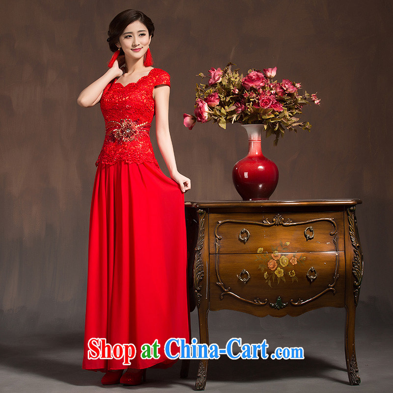 Serving toast spring bridal Winter Fashion 2015 New Red wedding dresses skirt dress short improved Chinese long red XL code, Hyatt, married, and shopping on the Internet