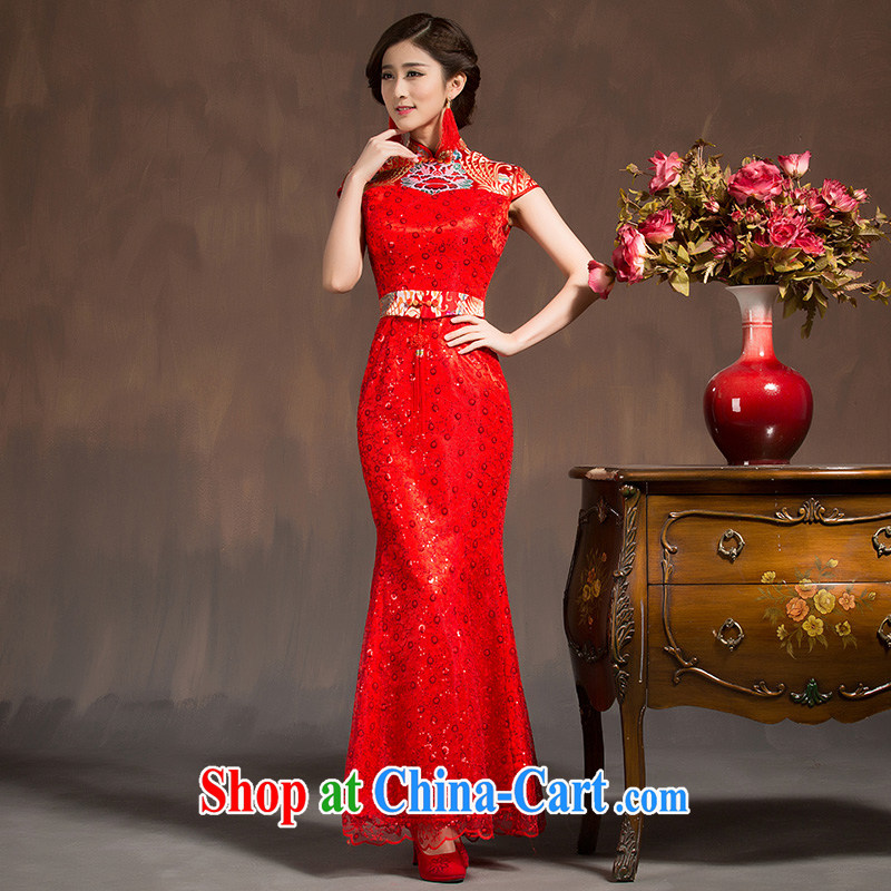 chinese red bows service spring 2015 new bride wedding dress package shoulder improved cheongsam dress at Merlion red M code, Hyatt, married, and, shopping on the Internet
