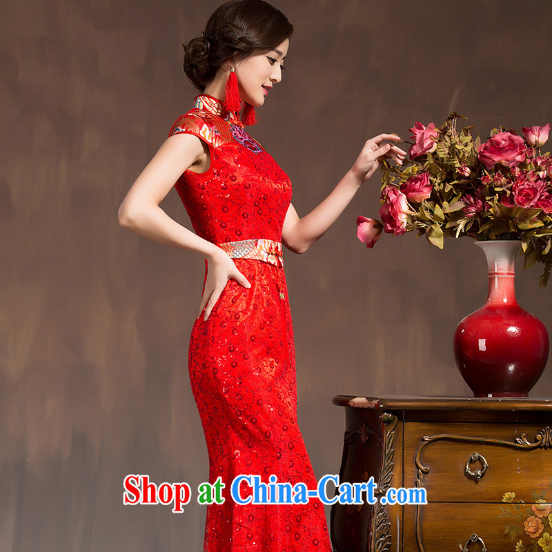chinese red bows service spring 2015 new bride wedding dress package shoulder improved cheongsam dress at Merlion red M code, Hyatt, married, and, shopping on the Internet