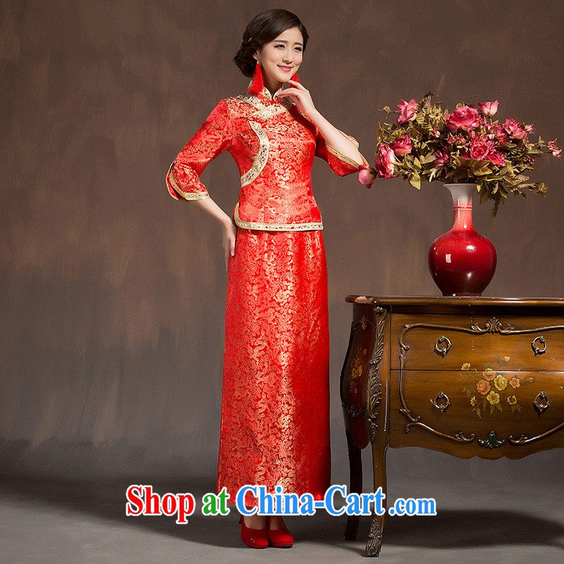 featured more than Spring, Summer, Autumn red lace long marriages bows dress qipao Sau Wo service use phoenix red XL code, the marriage, and, on-line shopping