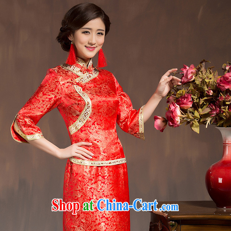 featured more than Spring, Summer, Autumn red lace long marriages bows dress qipao Sau Wo service use phoenix red XL code, the marriage, and, on-line shopping