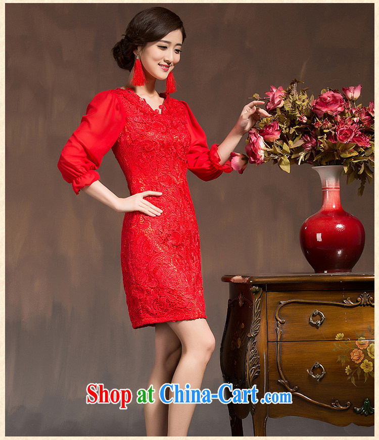 2015 Bridal Fashion toast serving short, red wedding dress long sleeved beauty toast wedding dresses spring red XL code pictures, price, brand platters! Elections are good character, the national distribution, so why buy now enjoy more preferential! Health