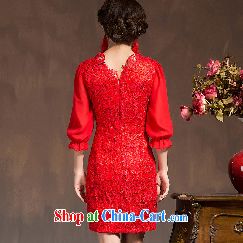 2015 Bridal Fashion toast serving short red wedding dress long-sleeved beauty toast wedding dresses spring red XL code, Hyatt, married, and, shopping on the Internet