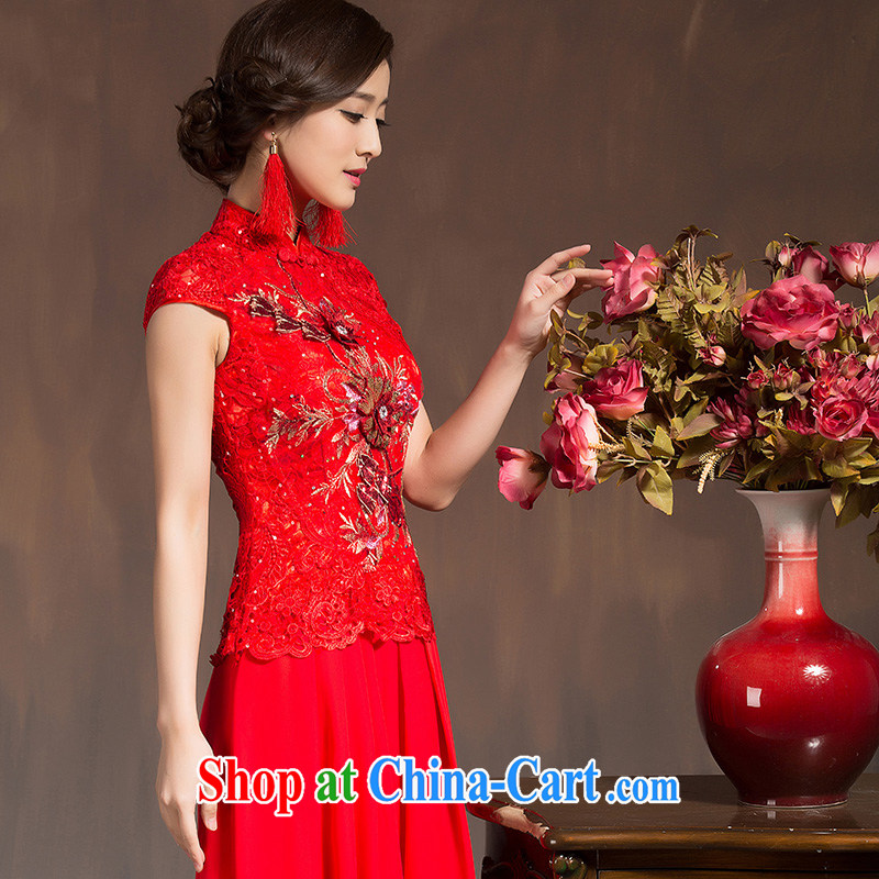 Spring 2015 new bride toast clothing qipao 7 cuff retro improved cheongsam dress red long wedding dress red XL code, Hyatt, married, and, on-line shopping