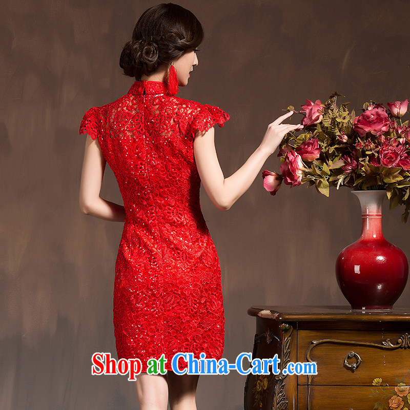 Toasting Service Bridal Fashion dresses 2015 spring wedding dress red short cheongsam dress beauty female Red XL code, Hyatt, married, and shopping on the Internet