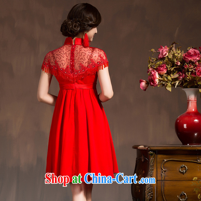 High quality lace Chinese woman bridal wedding dresses wedding toast clothing red short, Phoenix embroidery cheongsam dress red XL code, the marriage, and, on-line shopping