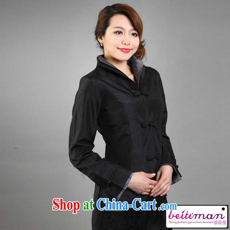 Mrs Ingrid sprawl economy 2015, Chinese improved T-shirt-collar Chinese Spring and Autumn long-sleeved jacket blue XXXXXL pictures, price, brand platters! Elections are good character, the national distribution, so why buy now enjoy more preferential! Health