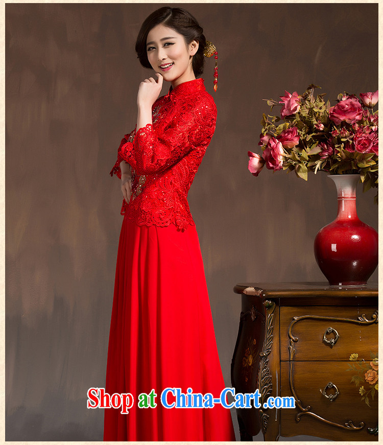 cheongsam dress 2015 spring bridal toast clothing dresses summer improved stylish wedding dress red 7 cuff red XL code pictures, price, brand platters! Elections are good character, the national distribution, so why buy now enjoy more preferential! Health