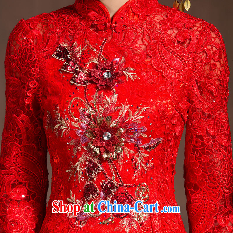 cheongsam dress 2015 spring bridal toast clothing dresses summer improved stylish wedding dress red 7 cuff red XL code, Hyatt, married, and shopping on the Internet