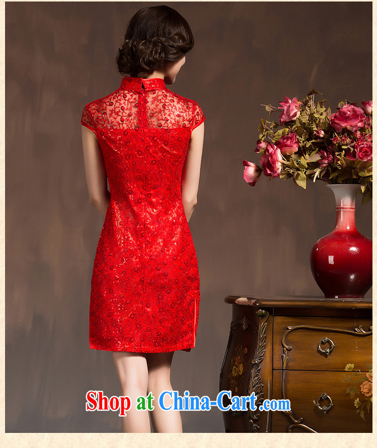 2015 new cheongsam dress Chinese wedding dress winter red lace retro improved bridal toast clothing red XL code pictures, price, brand platters! Elections are good character, the national distribution, so why buy now enjoy more preferential! Health