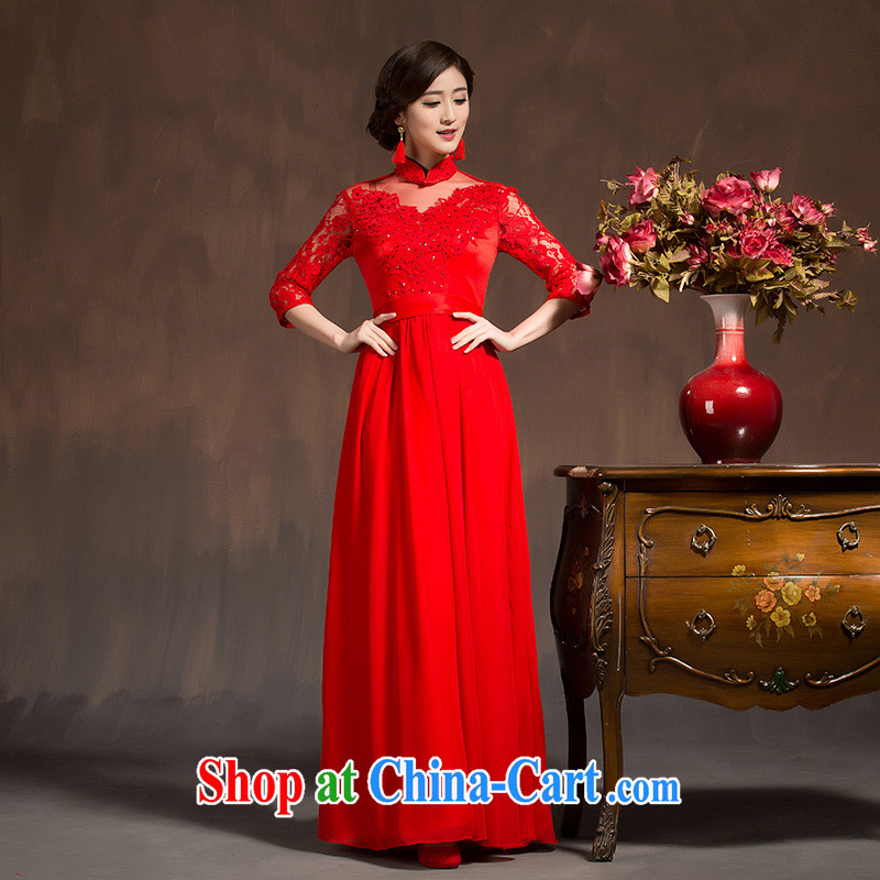 Toast clothing red married women dress 2015 new spring and summer cultivating long-sleeved dresses long dresses female Red XL code, Hyatt, married, and, shopping on the Internet