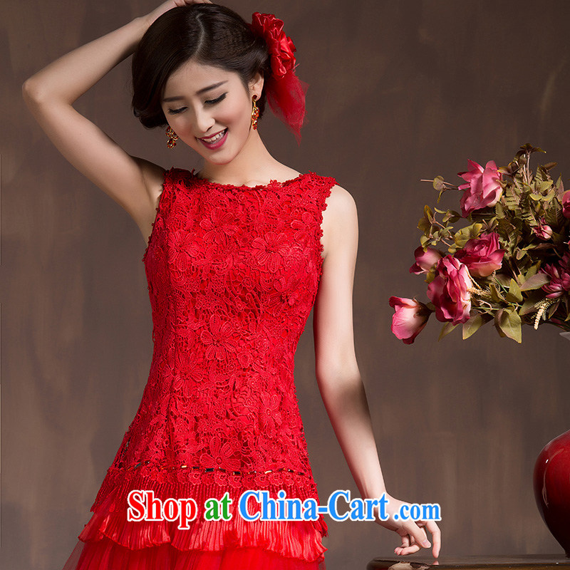 Bridal wedding dress toast clothing cheongsam dress spring and summer new 2015 red stylish lace beauty retro improved red XL code, the marriage and, on-line shopping
