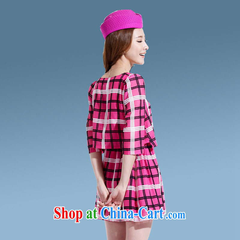 Deloitte Touche Tohmatsu store sunny spring 8135 the new Korean version, name-won round-collar, 7 sub-cuff beauty fashion a skirt style dress girls pink L, GENYARD, shopping on the Internet