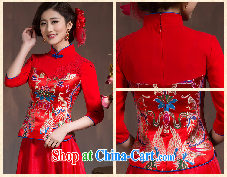 2015 new spring and summer China wind bows Service Bridal wedding dress retro embroidery long cheongsam red female Red XL code pictures, price, brand platters! Elections are good character, the national distribution, so why buy now enjoy more preferential! Health