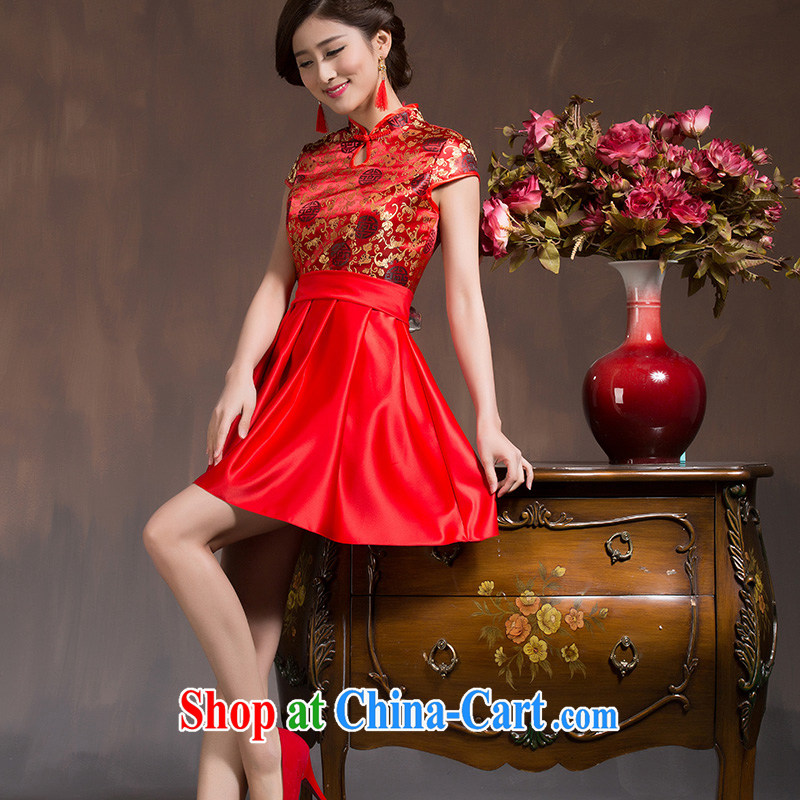 2014 new bridal wedding dress Evening Dress retro improved cheongsam short red toast serving spring and summer red XL code, Hyatt, married, and shopping on the Internet