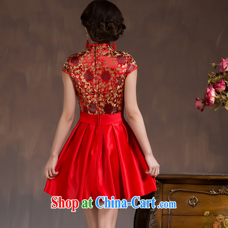 2014 new bridal wedding dress Evening Dress retro improved cheongsam short red toast serving spring and summer red XL code, Hyatt, married, and shopping on the Internet
