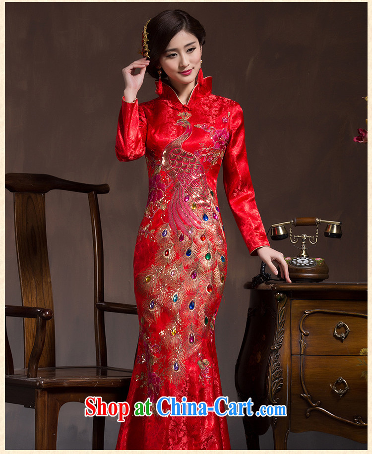 Toast clothing qipao marriages crowsfoot long wedding retro improved 2015 New Phoenix wedding dresses red XL code pictures, price, brand platters! Elections are good character, the national distribution, so why buy now enjoy more preferential! Health