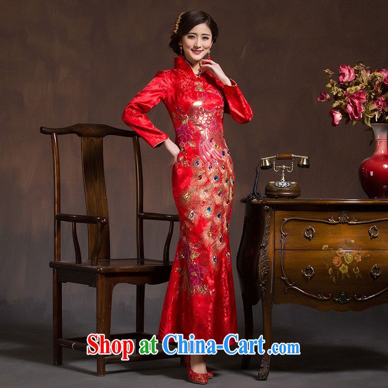 Toast clothing qipao marriages crowsfoot long wedding retro improved 2015 New Phoenix wedding dresses red XL Code, marriage of arts, shopping on the Internet