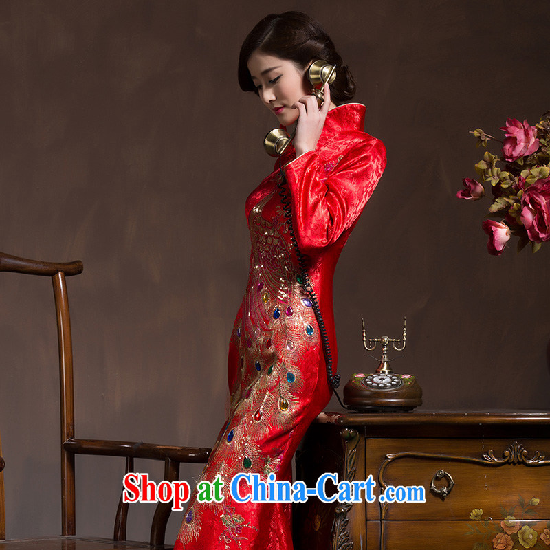 Toast clothing qipao marriages crowsfoot long wedding retro improved 2015 New Phoenix wedding dresses red XL Code, marriage of arts, shopping on the Internet