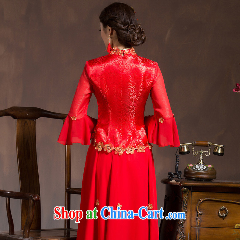 2015 bridal dresses, long serving toast red cuff improved retro wedding Chinese wedding dress 7 cuff red S code, the marriage and, on-line shopping