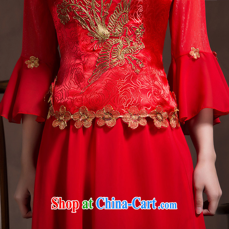 2015 bridal dresses, long serving toast red cuff improved retro wedding Chinese wedding dress 7 cuff red S code, the marriage and, on-line shopping