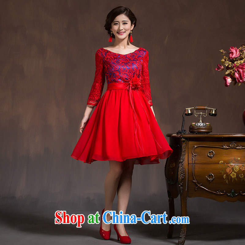 wedding dresses 2015 new spring Bridal Fashion toast clothing cheongsam dress short red video thin retro red XL code, the marriage, and, on-line shopping