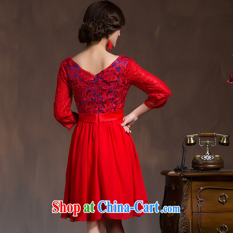 wedding dresses 2015 new spring Bridal Fashion toast clothing cheongsam dress short red video thin retro red XL code, the marriage, and, on-line shopping
